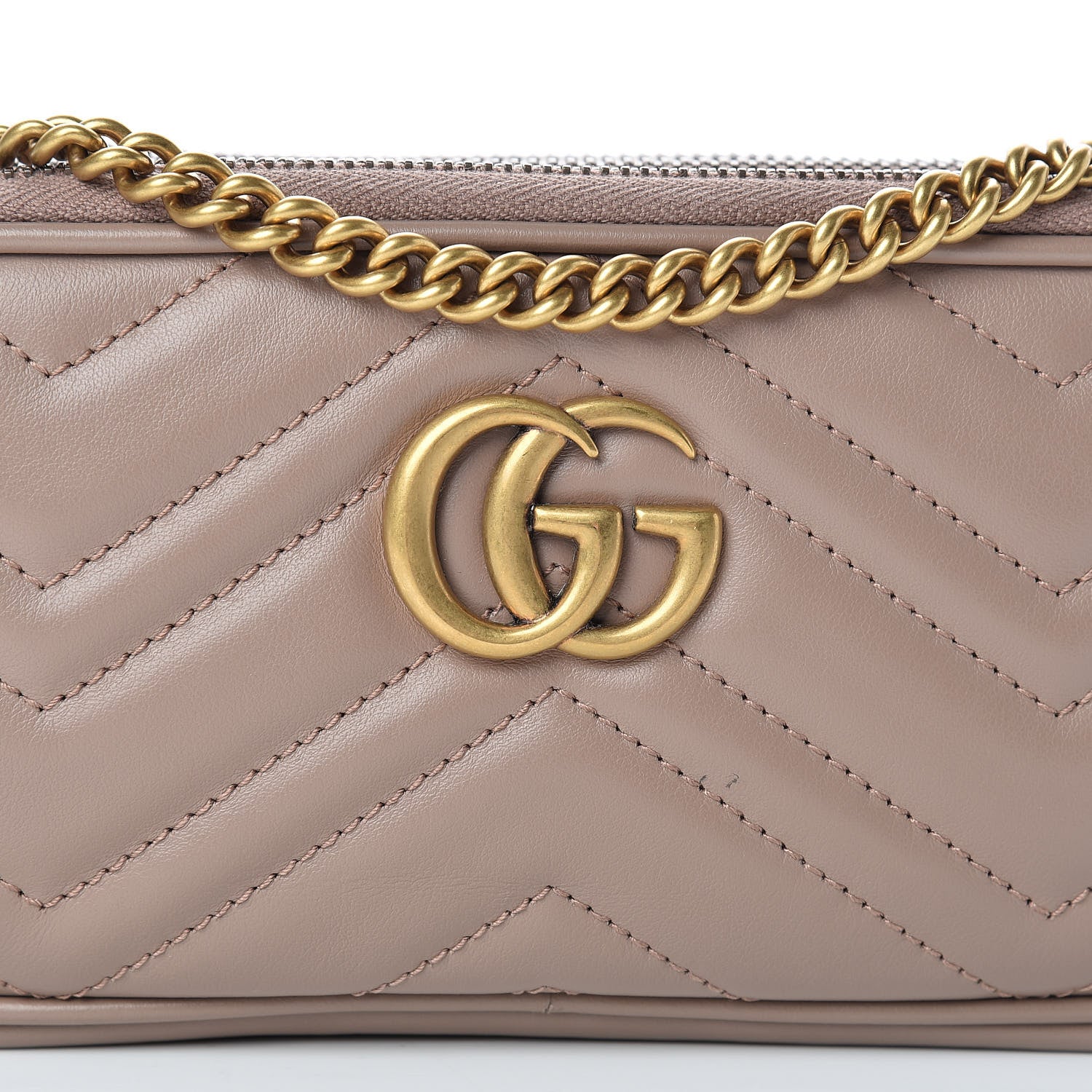 Gucci Calfskin Matelasse Mini GG Marmont Chain Crossbody Bag Porcelain Rose 10 of 12