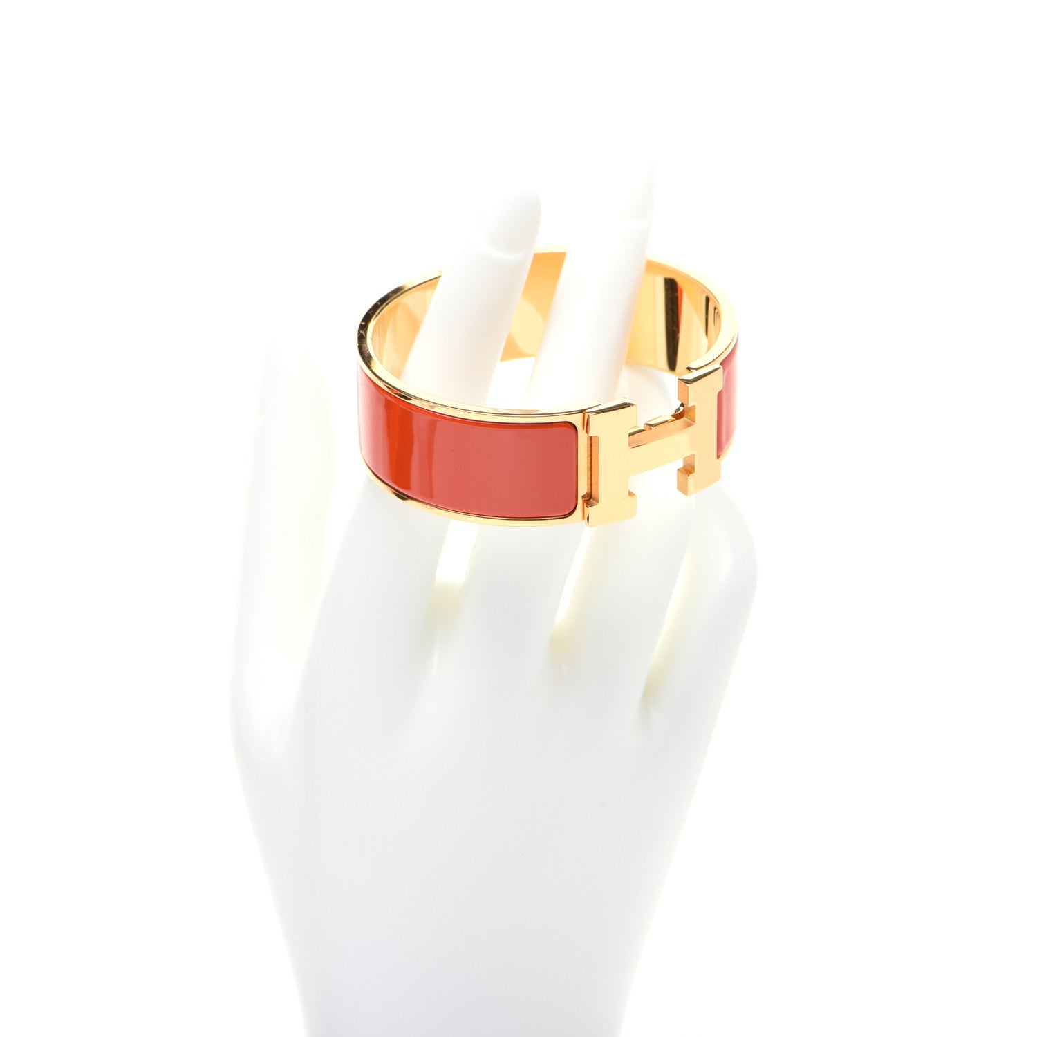 Hermes Enamel Wide Clic Clac H Bracelet PM Orange 2 of 6