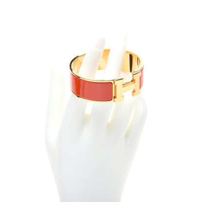 Hermes Enamel Wide Clic Clac H Bracelet PM Orange 2 of 6