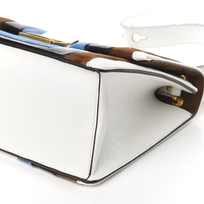 Fendi Agnello Old Shine Chamois F is Fendi Embossed Kan U Shoulder Bag White Nebula Multicolor 9 of 10