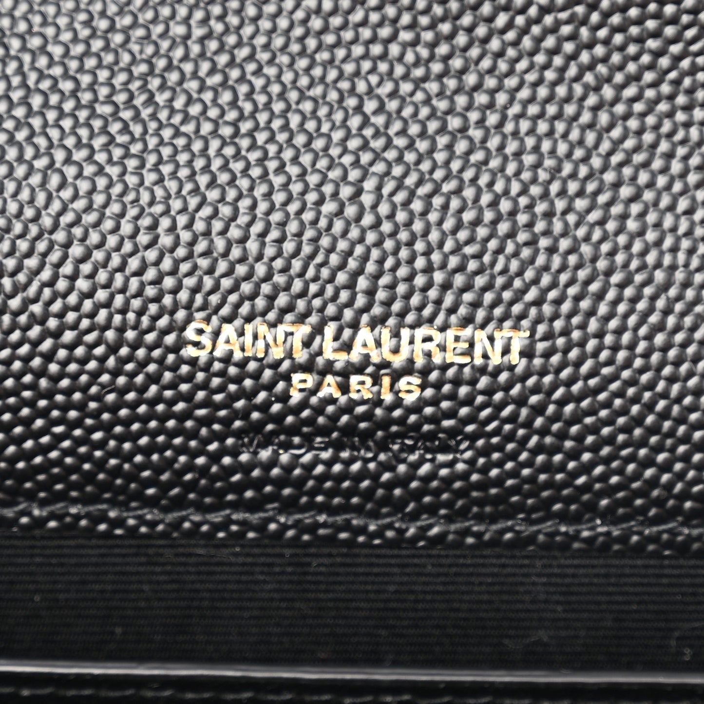 Grain De Poudre Matelasse Chevron Monogram Envelope Chain Wallet Black