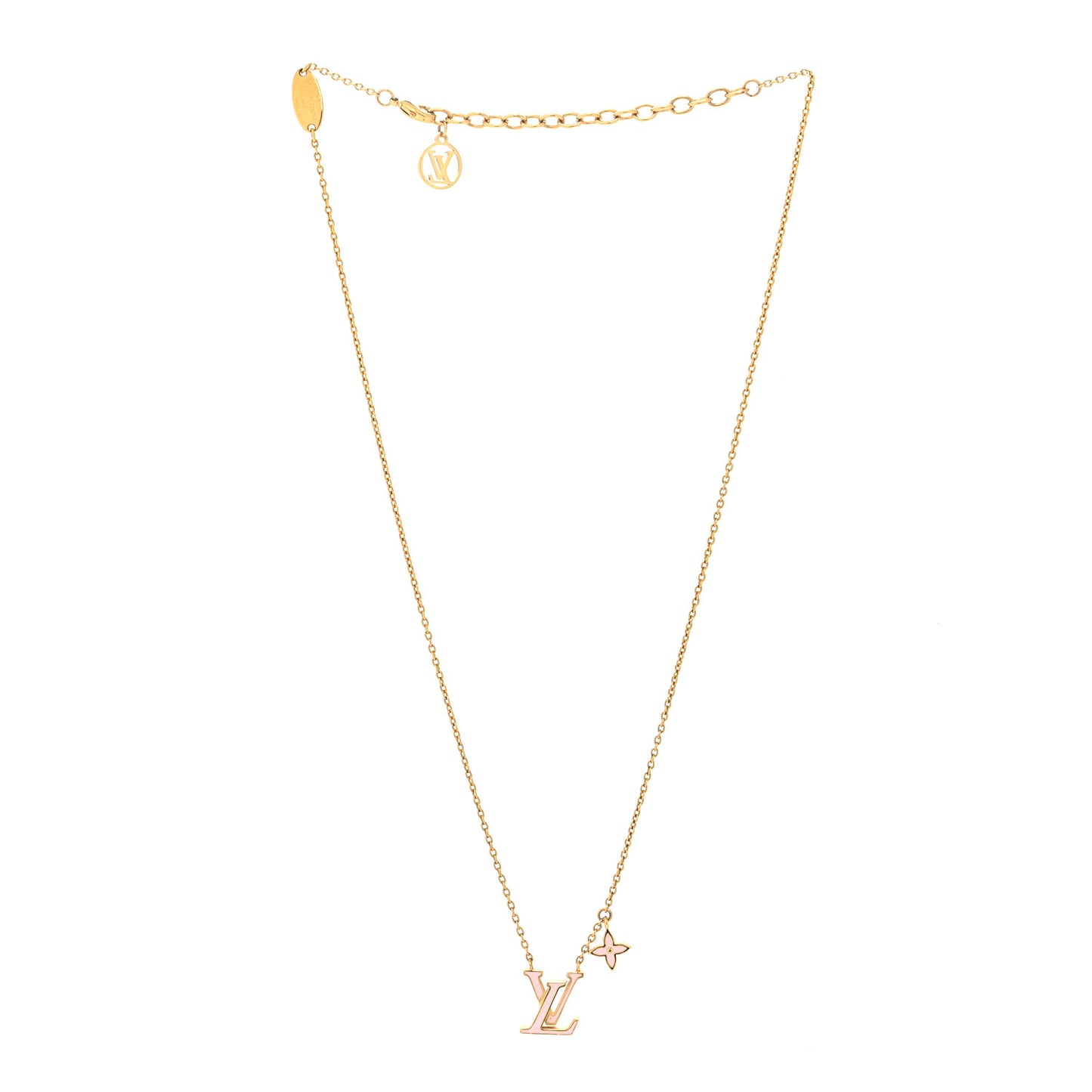 Enamel LV Iconic Necklace Gold Pink