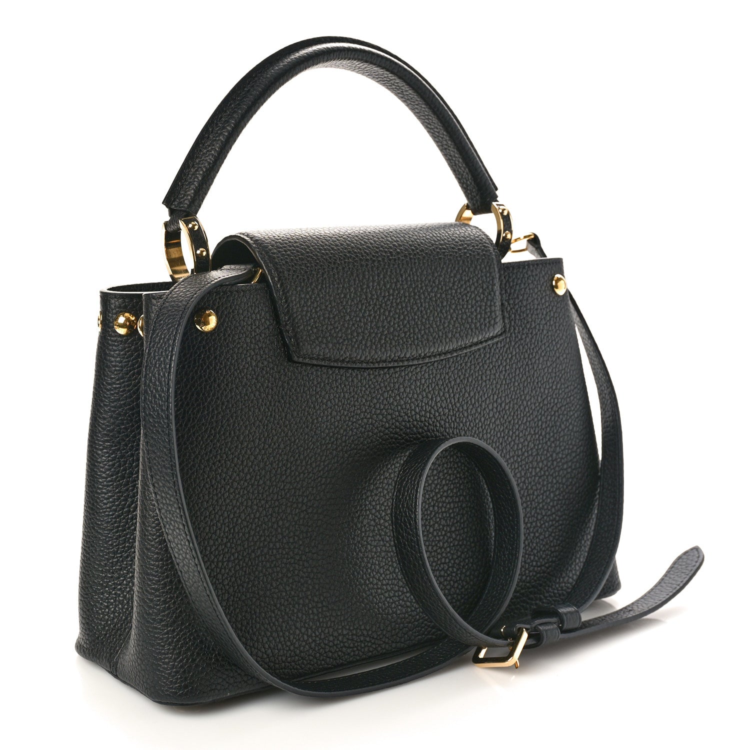 Louis Vuitton Taurillon Studded Capucines PM Black 2 of 9