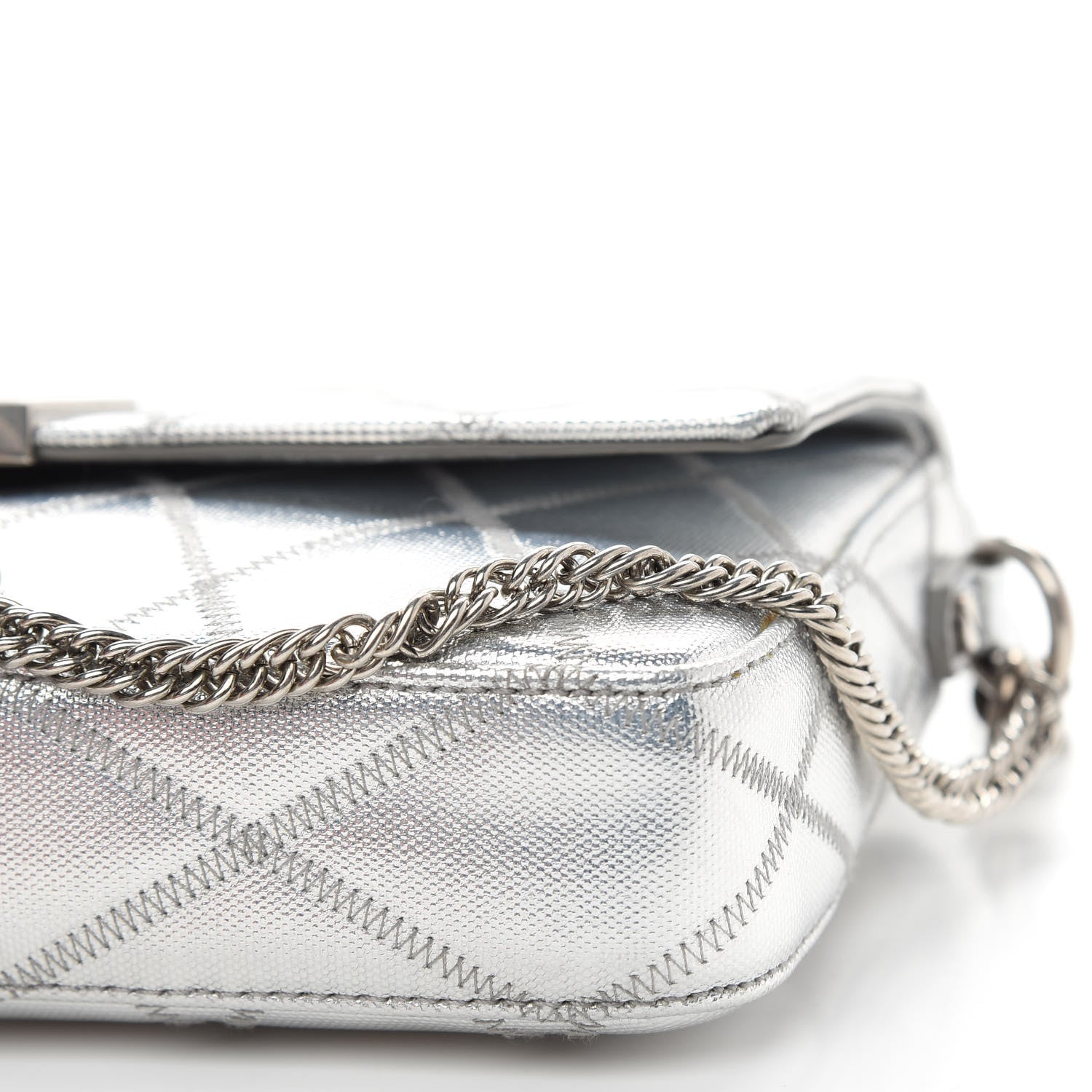 Givenchy Metallized Canvas Charm Shoulder Bag Silver 8 of 8
