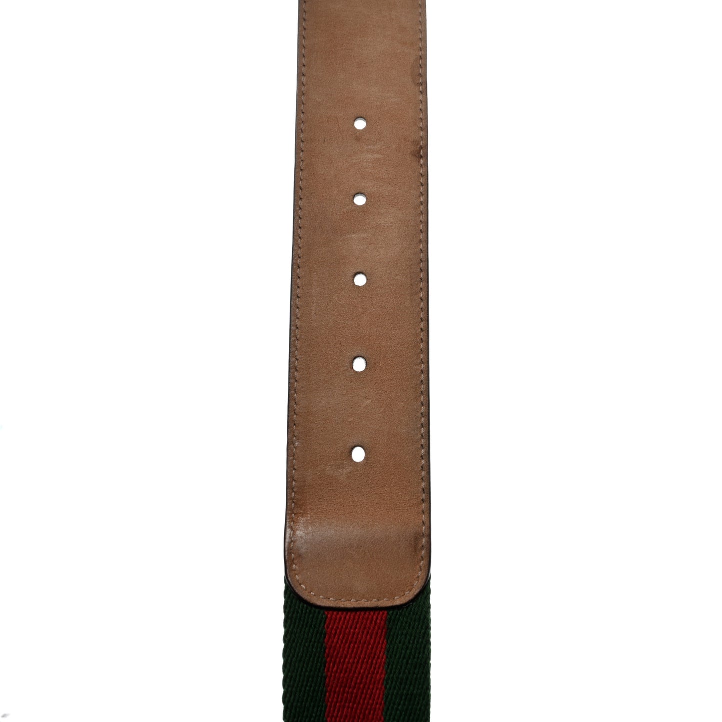 Nylon Calfskin Double G Web 40mm Belt 85 34 Green Red Cuir