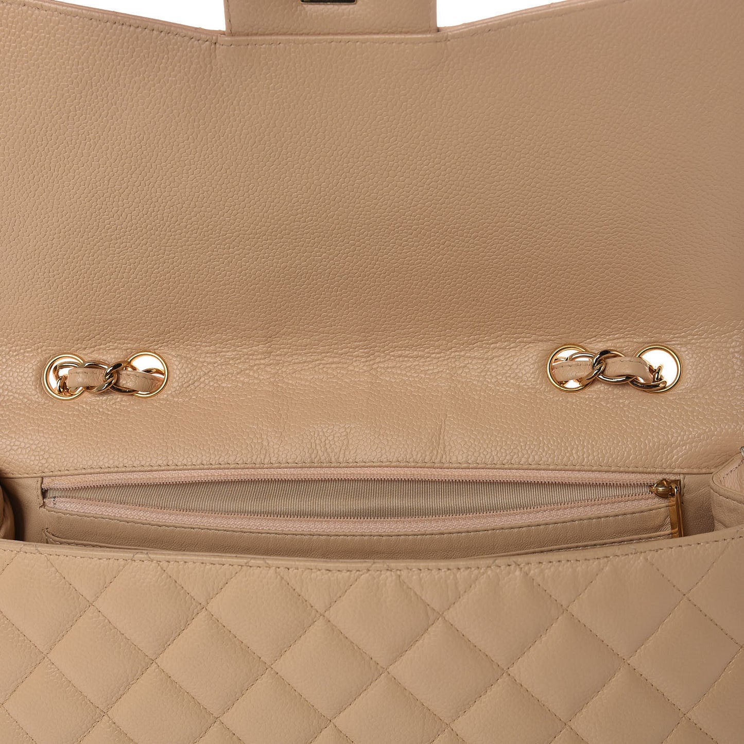 Caviar Quilted Jumbo Single Flap Beige Clair