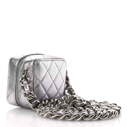 Chanel Gradient Metallic Lambskin Quilted Like A Wallet Clutch With Chain Silver Purple 3 of 10