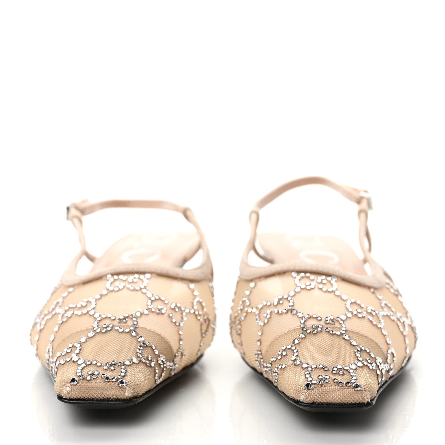Gucci Tela Retino Kid Scamosciato Crystal GG Monogram Square G 35mm Slingback Pumps 37 Light Powder Skin Rose 2 of 9