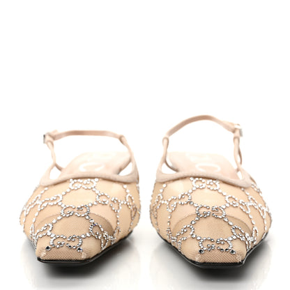 Gucci Tela Retino Kid Scamosciato Crystal GG Monogram Square G 35mm Slingback Pumps 37 Light Powder Skin Rose 2 of 9