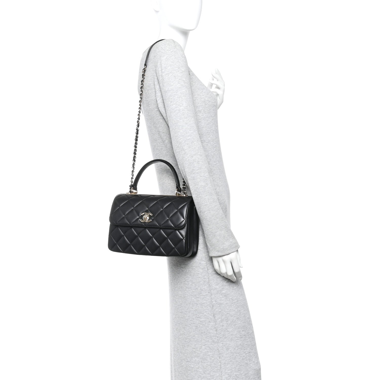 Chanel Lambskin Quilted Small Trendy CC Dual Handle Flap Bag Black 2 of 11