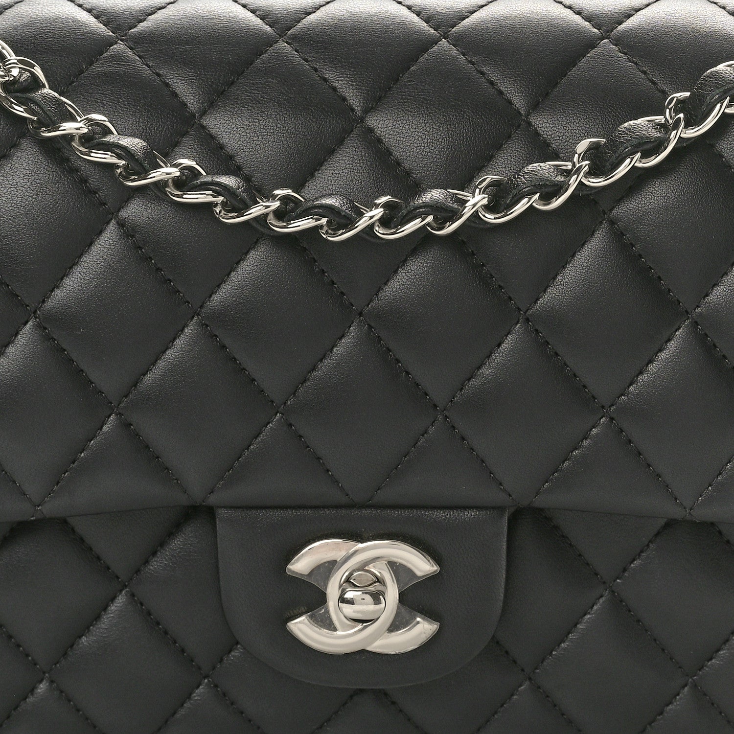 Chanel Lambskin Quilted Medium Double Flap Black 8 of 11