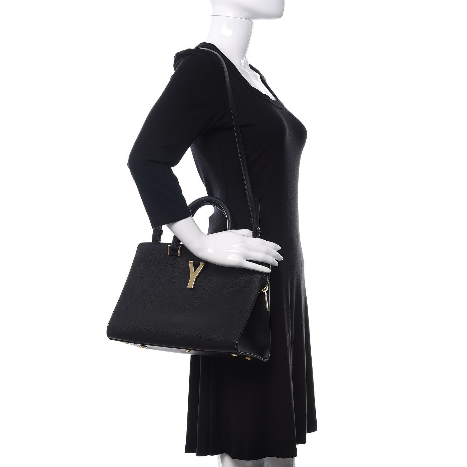 Saint Laurent Textured Calfskin Medium Classic Y Cabas Black 2 of 10