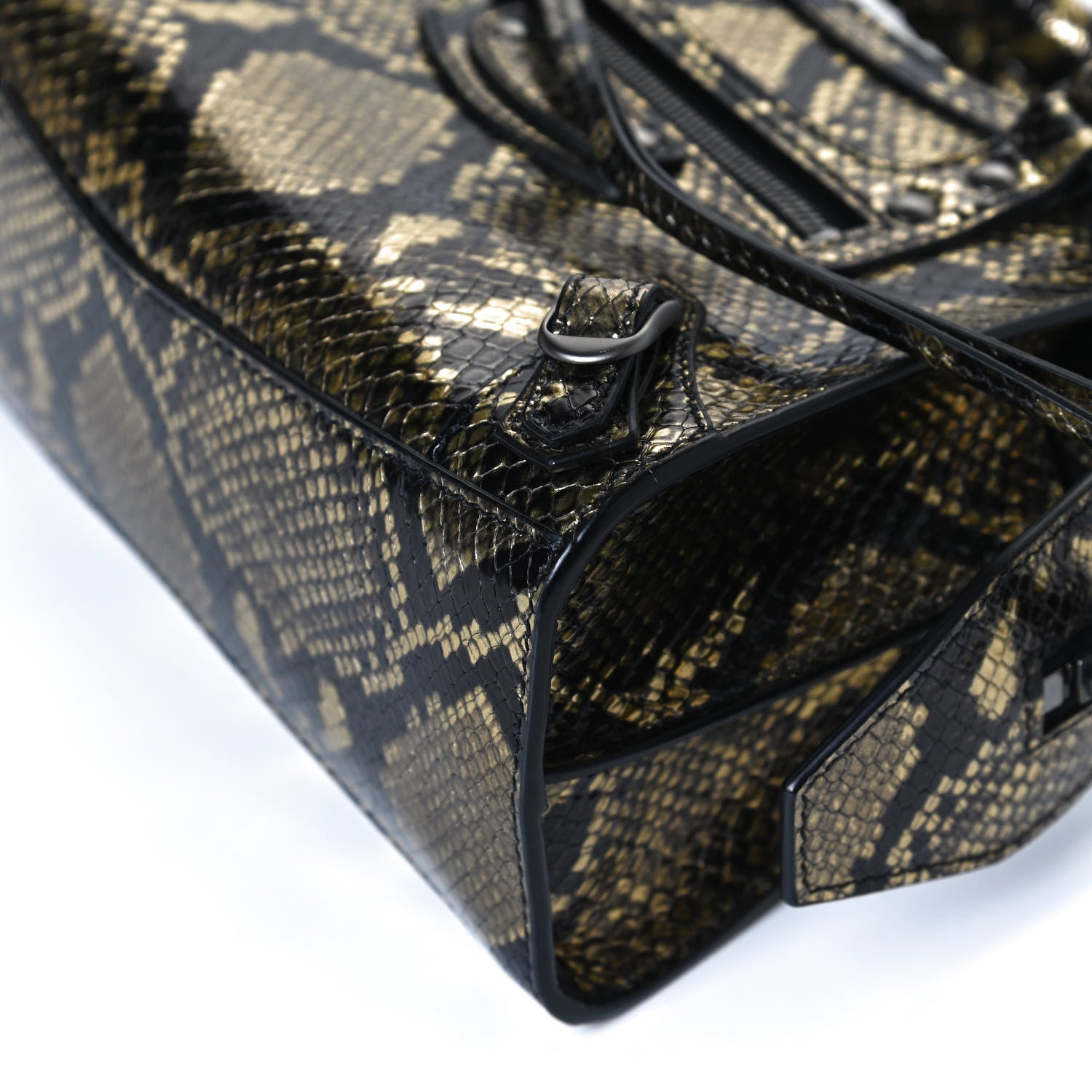 Balenciaga Grained Calfskin Snake Effect Neo Classic Silver Hardware Mini City Gold Black 11 of 11