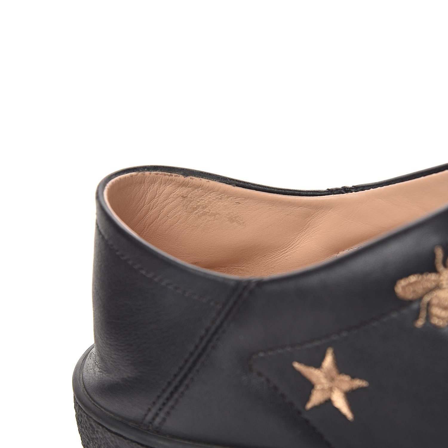 Gucci Calfskin Bee Star Embroidered Sylvie Web Ace Sneakers 40 Black 10 of 14
