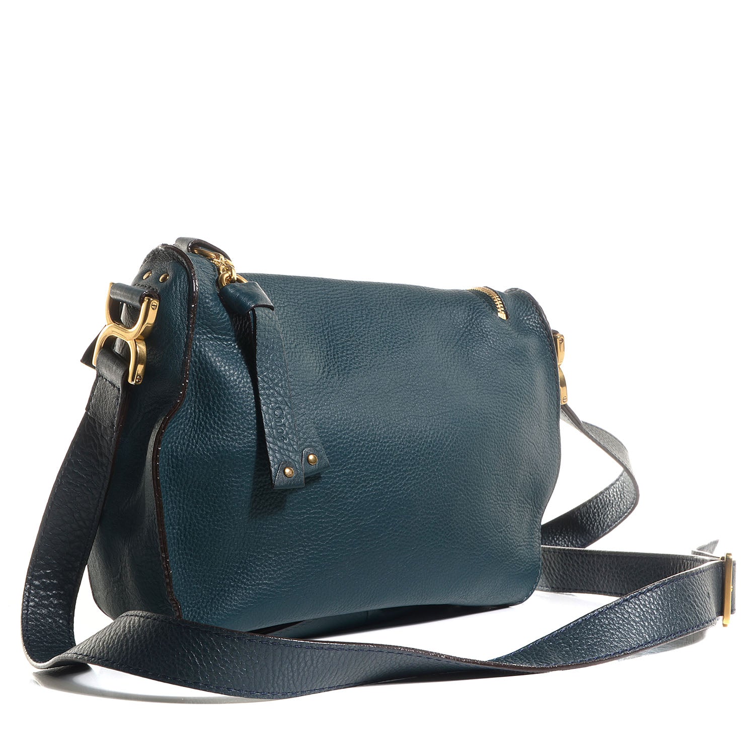 Chloe Calfskin Medium Marcie Round Crossbody Bag Teal 3 of 11