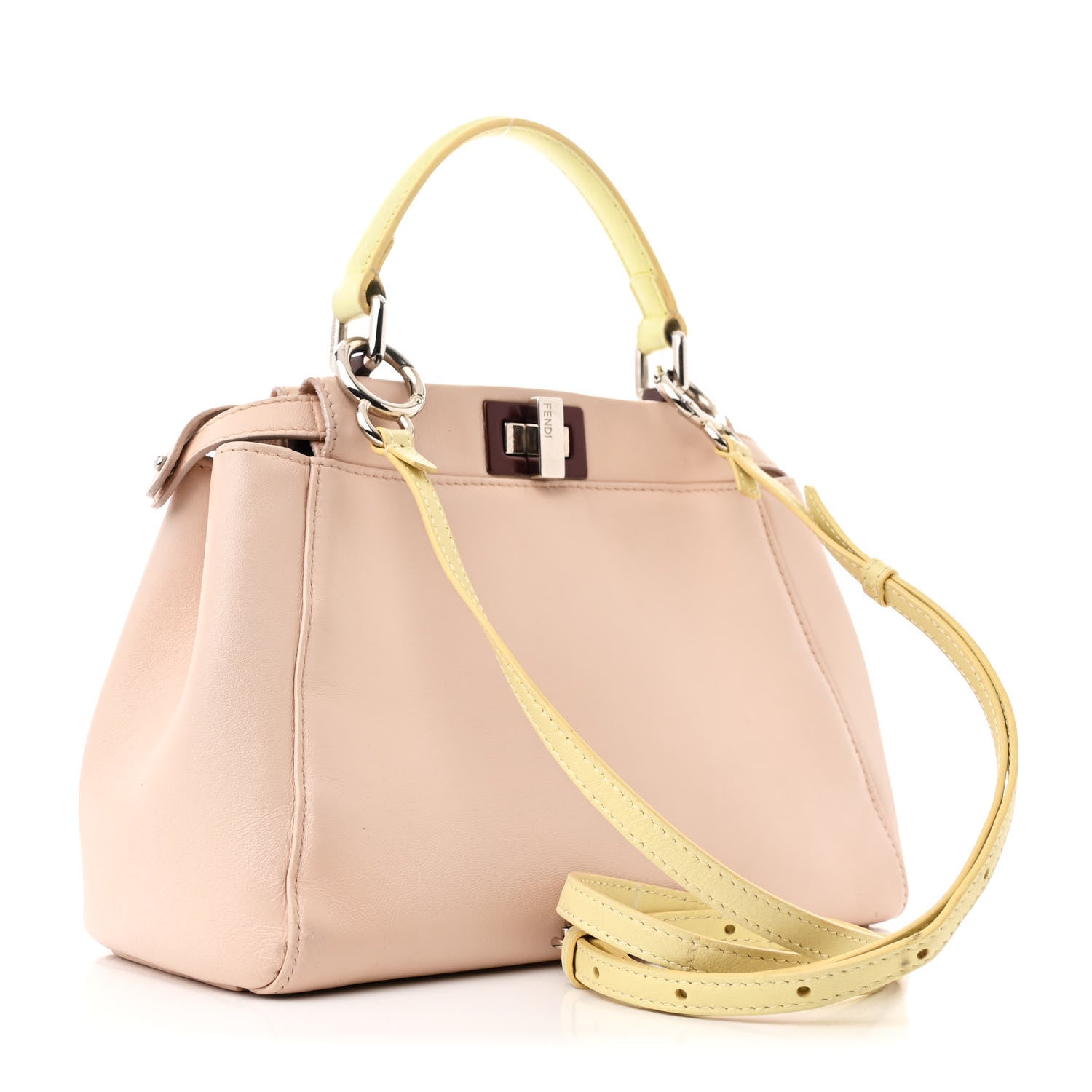 Fendi Nappa Colorblock Mini Peekaboo Iconic Satchel Plaster Banana Grigio Polvere 3 of 11