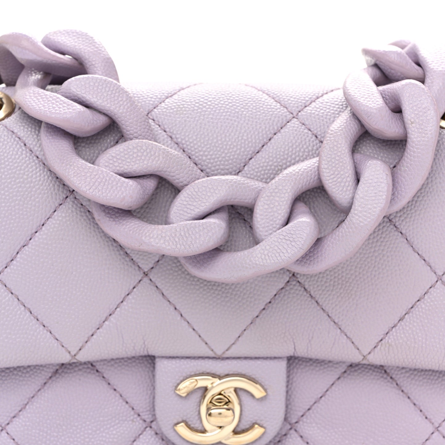 Caviar Quilted Funky Match Mini Flap Light Purple