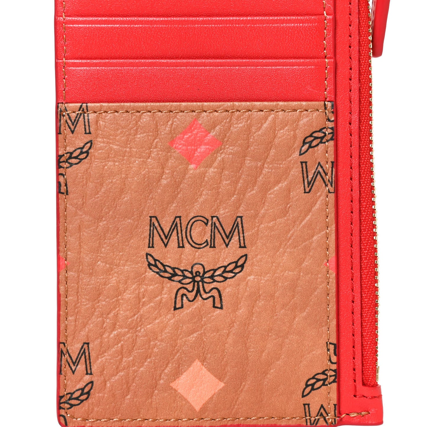 Skyoptic Visetos Mini Lanyard Card Case Holder Spectrum Diamond Cognac Red