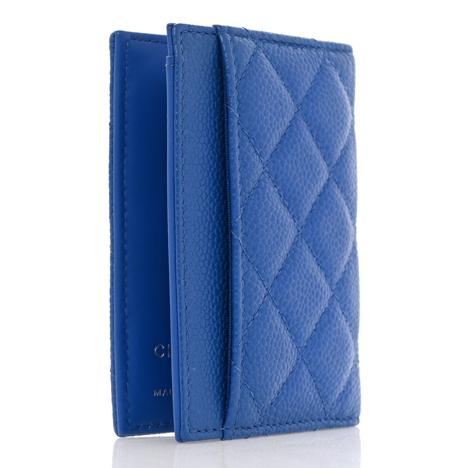 Chanel Caviar Quilted Card Holder Wallet Blue 3 of 8