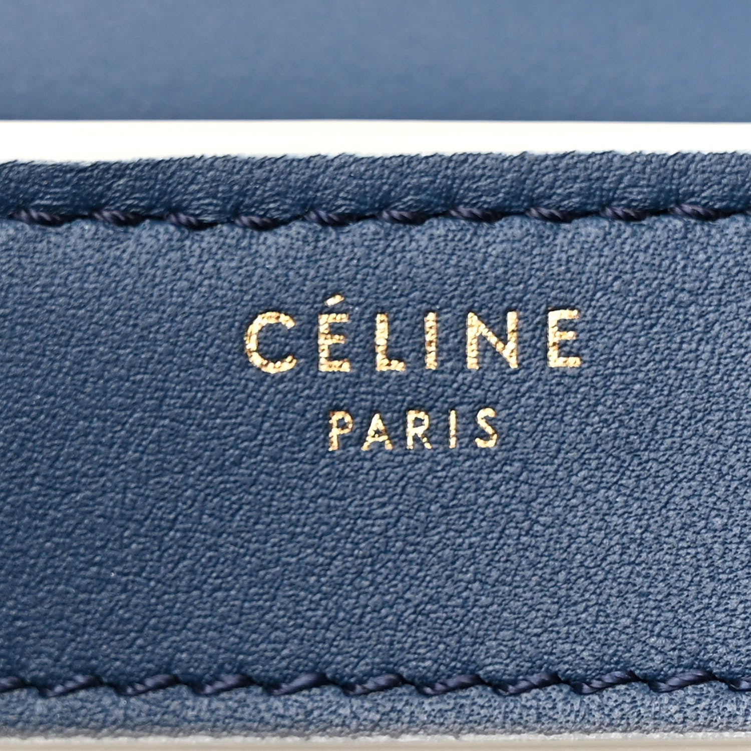 Celine Drummed Calfskin Suede Small Trapeze  Blue 6 of 11