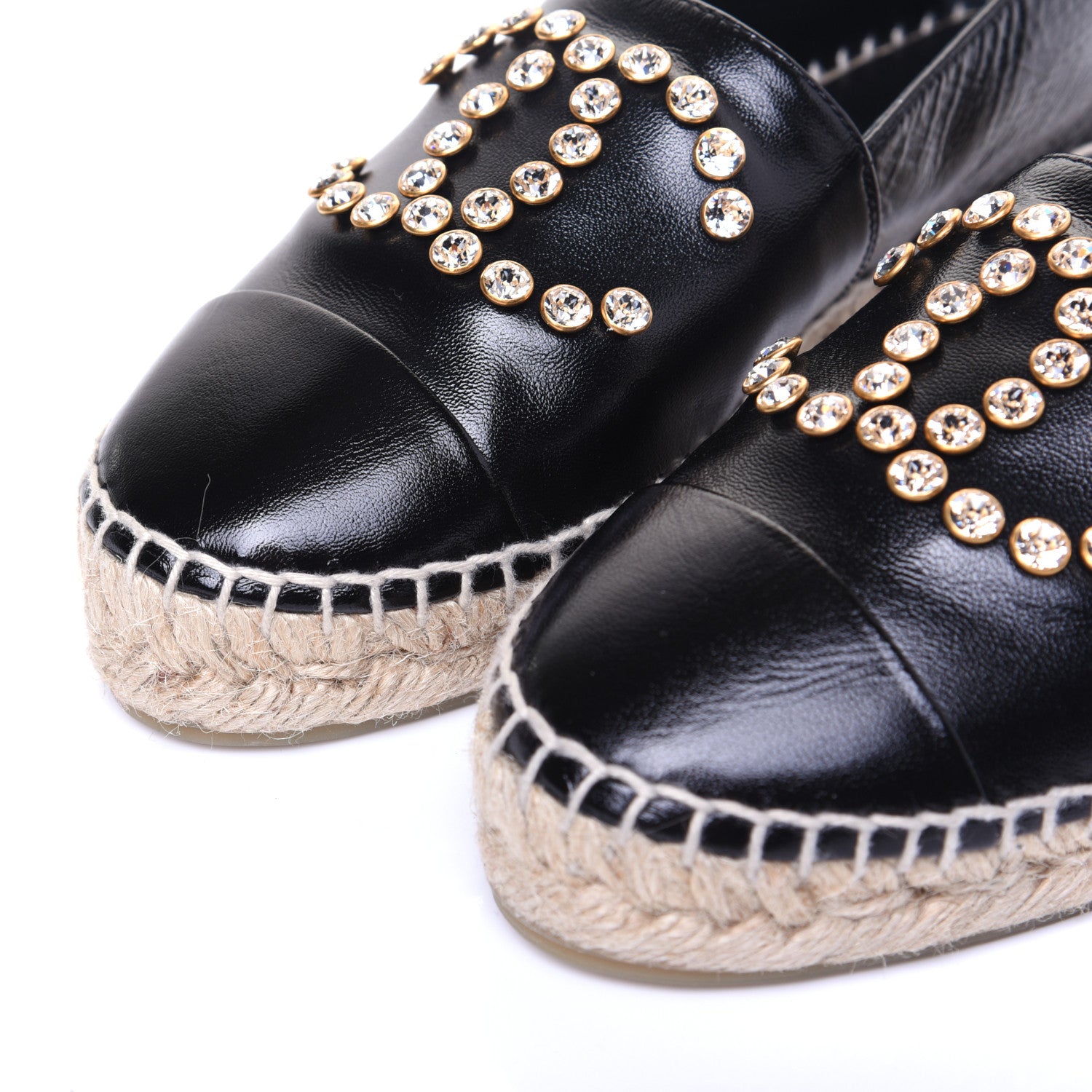 Chanel Patent Calfskin Crystal CC Espadrilles 36 Black 13 of 13