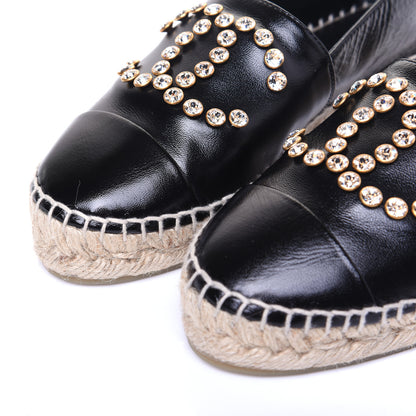 Chanel Patent Calfskin Crystal CC Espadrilles 36 Black 13 of 13