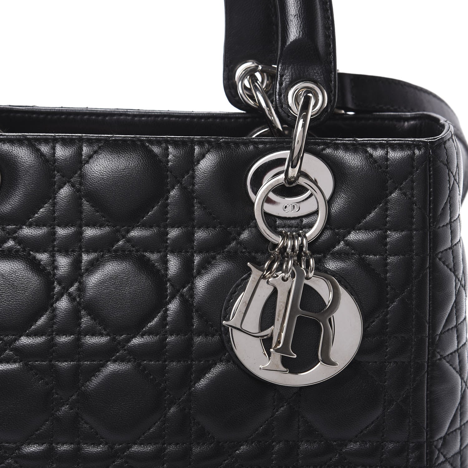 Christian Dior Lambskin Cannage Medium Lady Dior Black 10 of 10