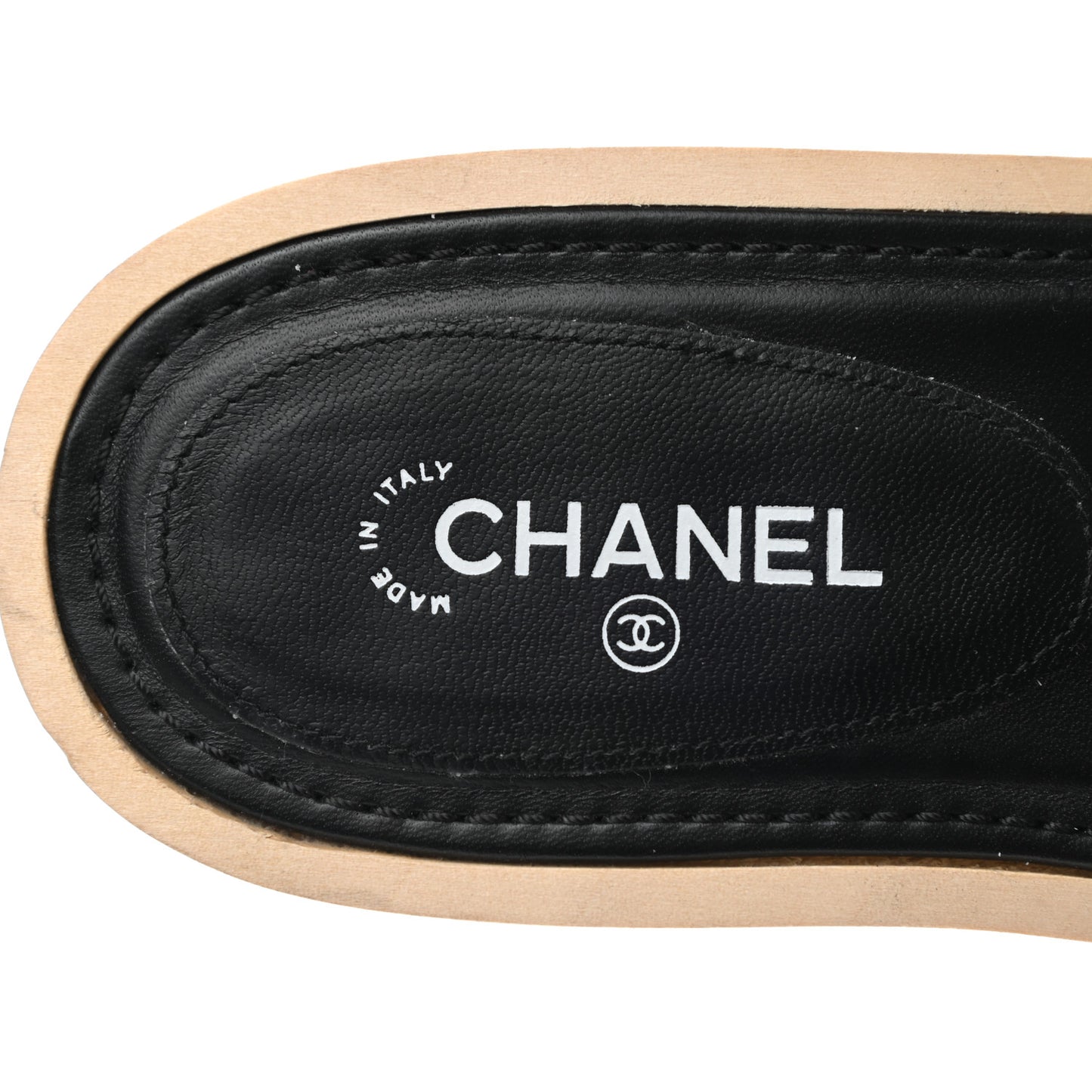 Lambskin CC Flat Slide Sandals 38 Black