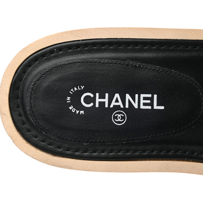Chanel Lambskin CC Flat Slide Sandals 38 Black 7 of 9