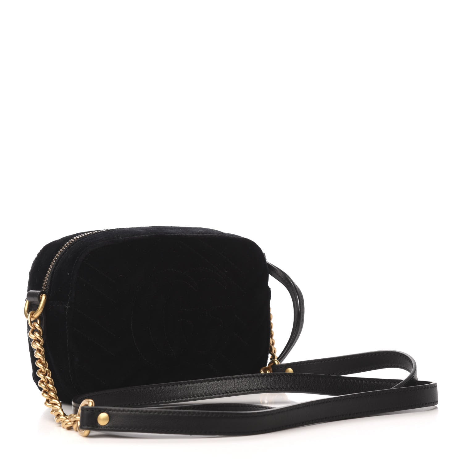 Gucci Velvet Matelasse Marquise Crystals Mini GG Marmont Chain Shoulder Bag Black 3 of 9