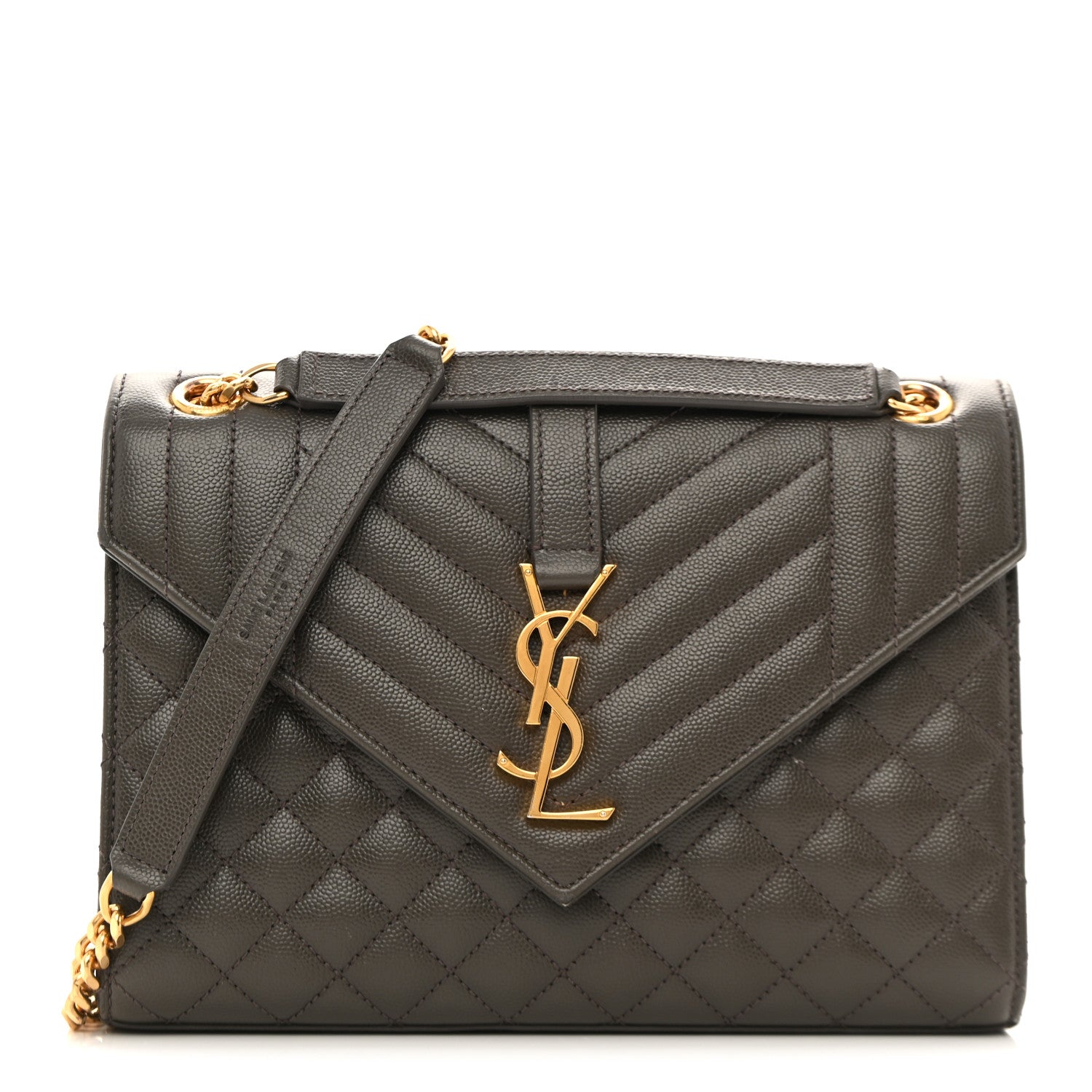 Saint Laurent Grain De Poudre Textured Mixed Matelasse Medium Triquilt Monogram Satchel Fog 1 of 11