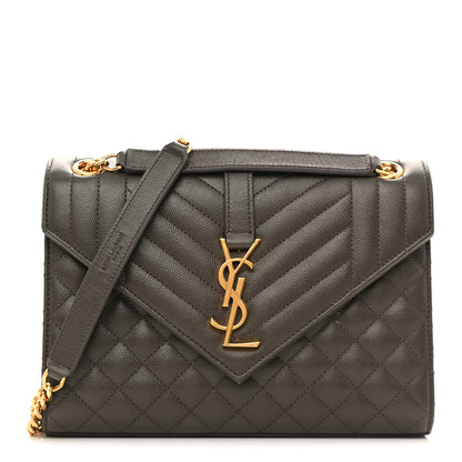 Saint Laurent Grain De Poudre Textured Mixed Matelasse Medium Triquilt Monogram Satchel Fog 1 of 11