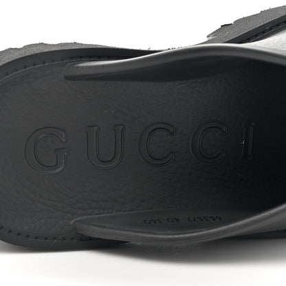 Gucci Rubber GG Monogram Perforated Elea Platform 55mm Lug Sole Sandals 40 Black 7 of 8