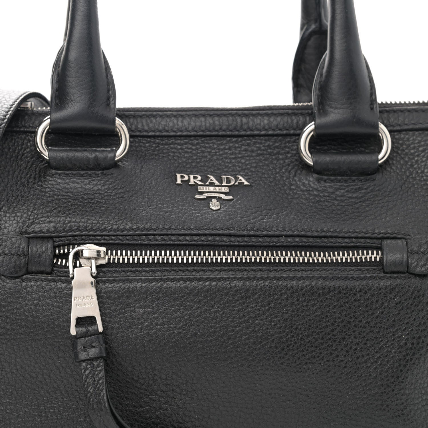 Prada Vitello Daino Shopping Satchel Black 9 of 12