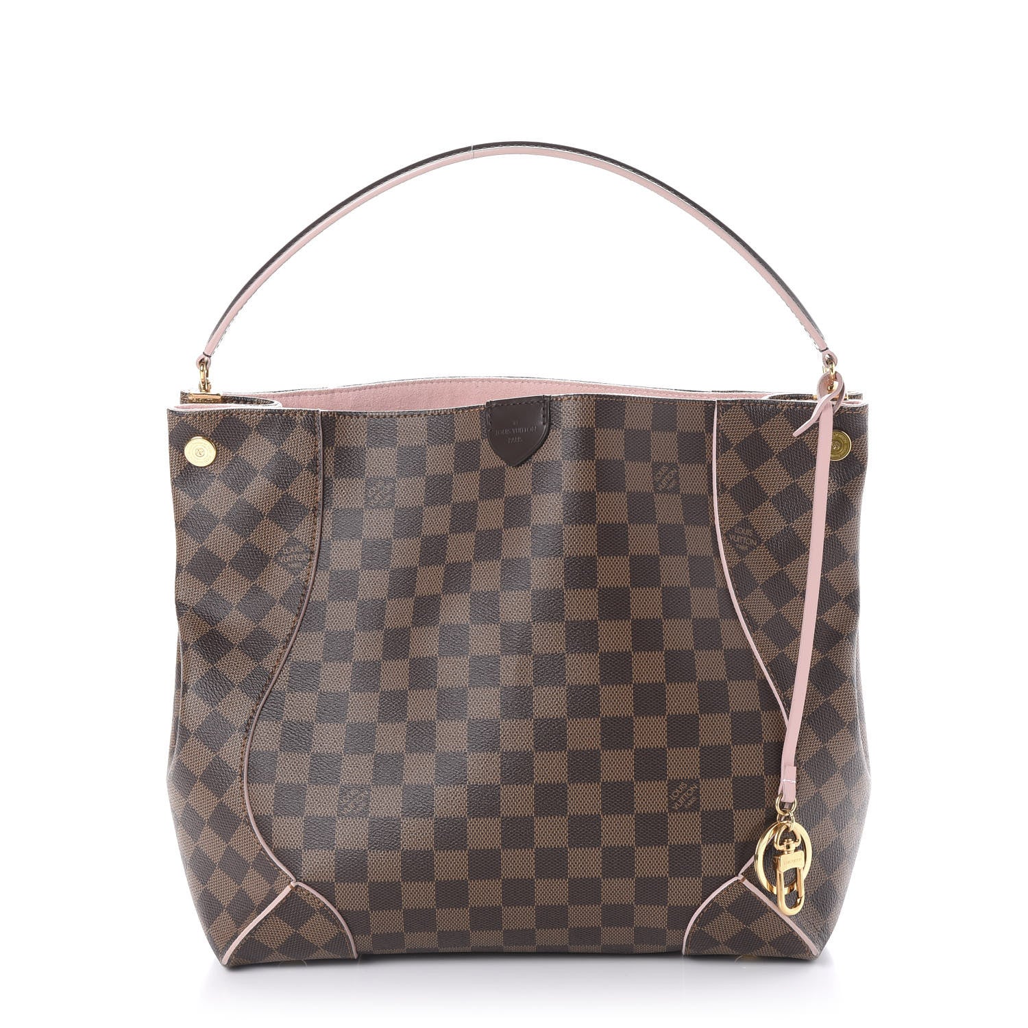 Louis Vuitton Damier Ebene Caissa Hobo Rose Ballerine 1 of 11