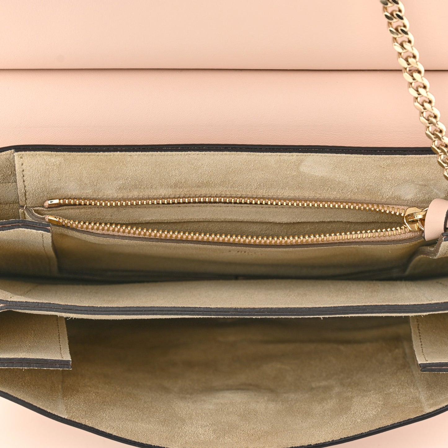 Calfskin Suede Medium Faye Shoulder Bag Cement Pink