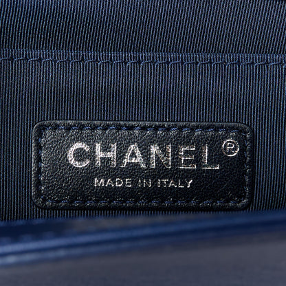 Chanel Lambskin Tweed Double Stitch Medium Boy Flap Navy Blue 6 of 11