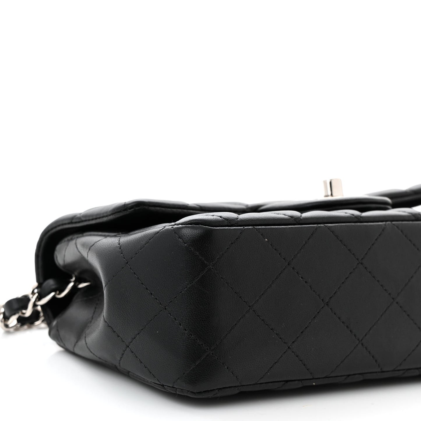 Lambskin Quilted Mini Rectangular Flap Black