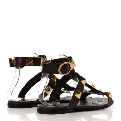 Valentino Garavani Calfskin Roman Stud Ankle Strap Flat Sandals 40.5 Fondant 4 of 12