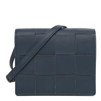 Bottega Veneta Lambskin Maxi Intrecciato Mini Cassette Crossbody Bag Petrol Blue 1 of 8