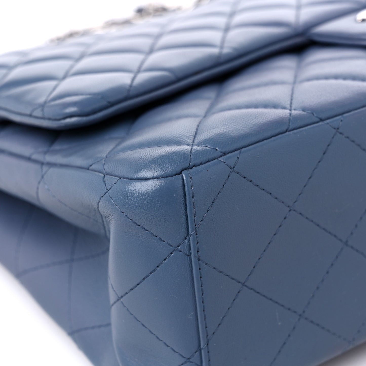 Lambskin Quilted Maxi Double Flap Blue