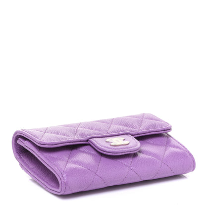 Chanel Caviar Quilted Flap Card Holder Wallet Purple 4 of 9