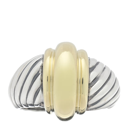 David Yurman Sterling Silver 14K Yellow Gold Cable Station Ring 53 6.5 1 of 5