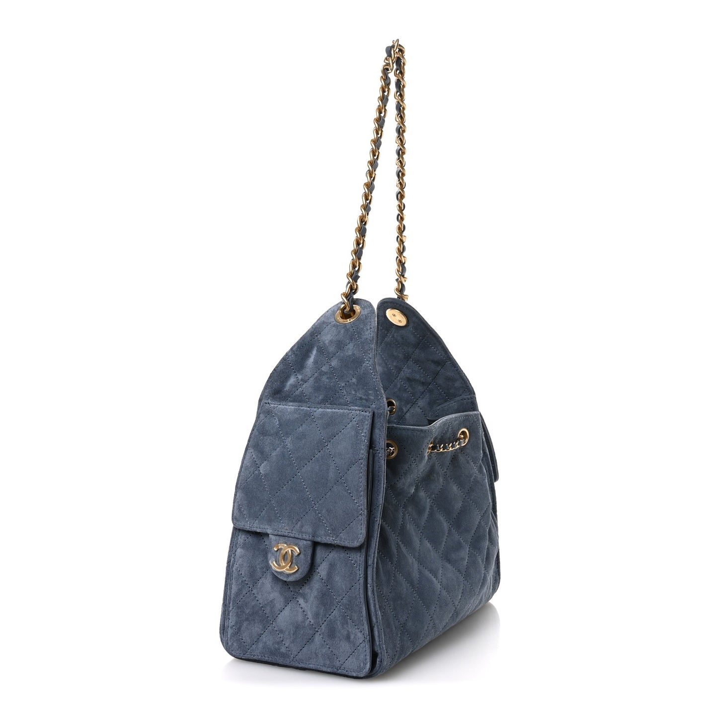 Suede Quilted Small Chanel 25 Handbag Blue