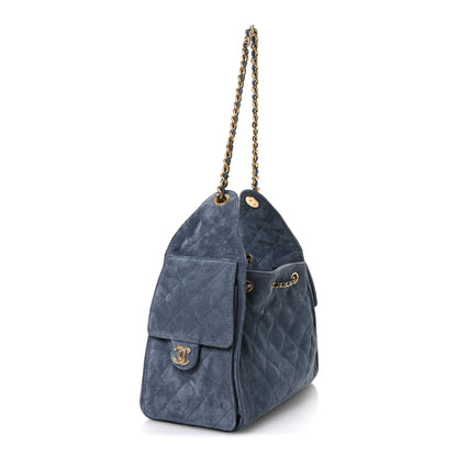 Chanel Suede Quilted Small Chanel 25 Handbag Blue 3 of 11