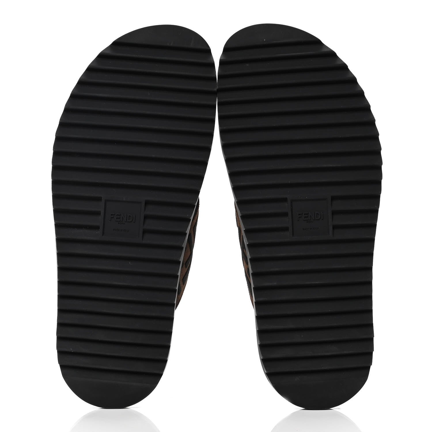 Fendi Fabric Rubber Macro FF Embroidered Mens Crisscross Slide Sandals 11 Maya Black 4 of 4