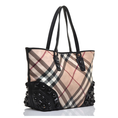 Burberry Nova Check Mega Stud Nickie Tote Black 3 of 10