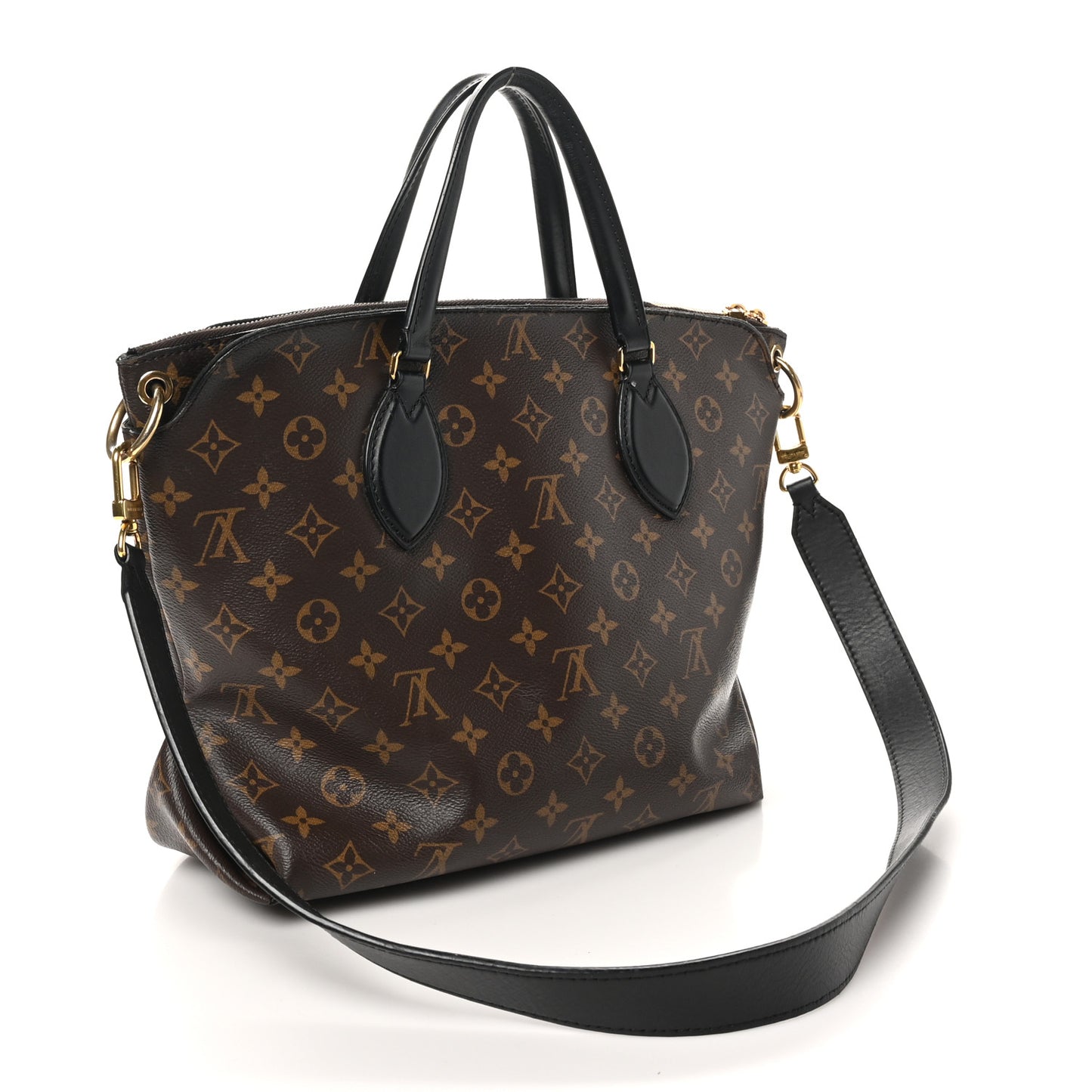 Monogram Flower Zipped Tote MM Black