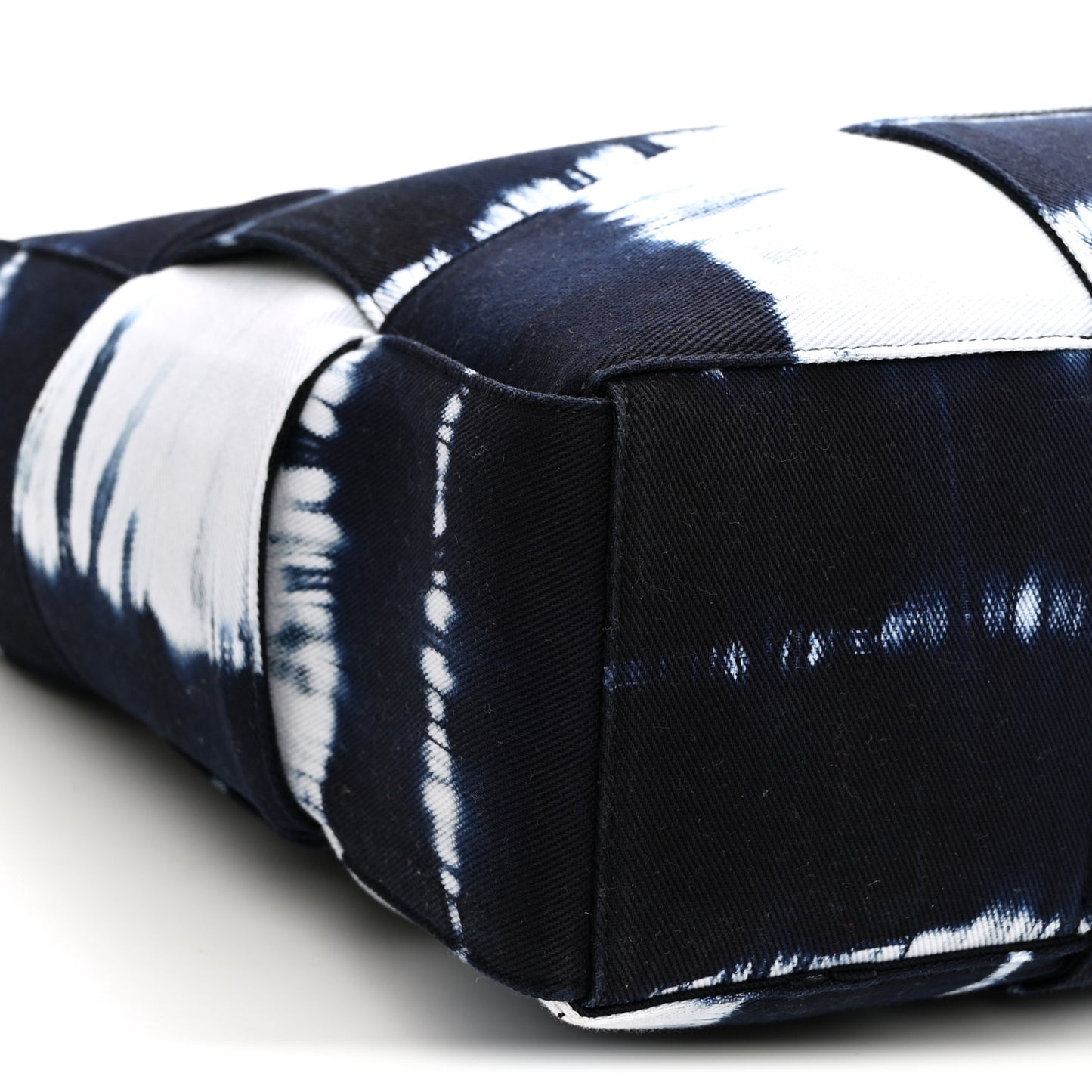 Denim Tie Dye Maxi Intrecciato Large Arco Tote Navy White