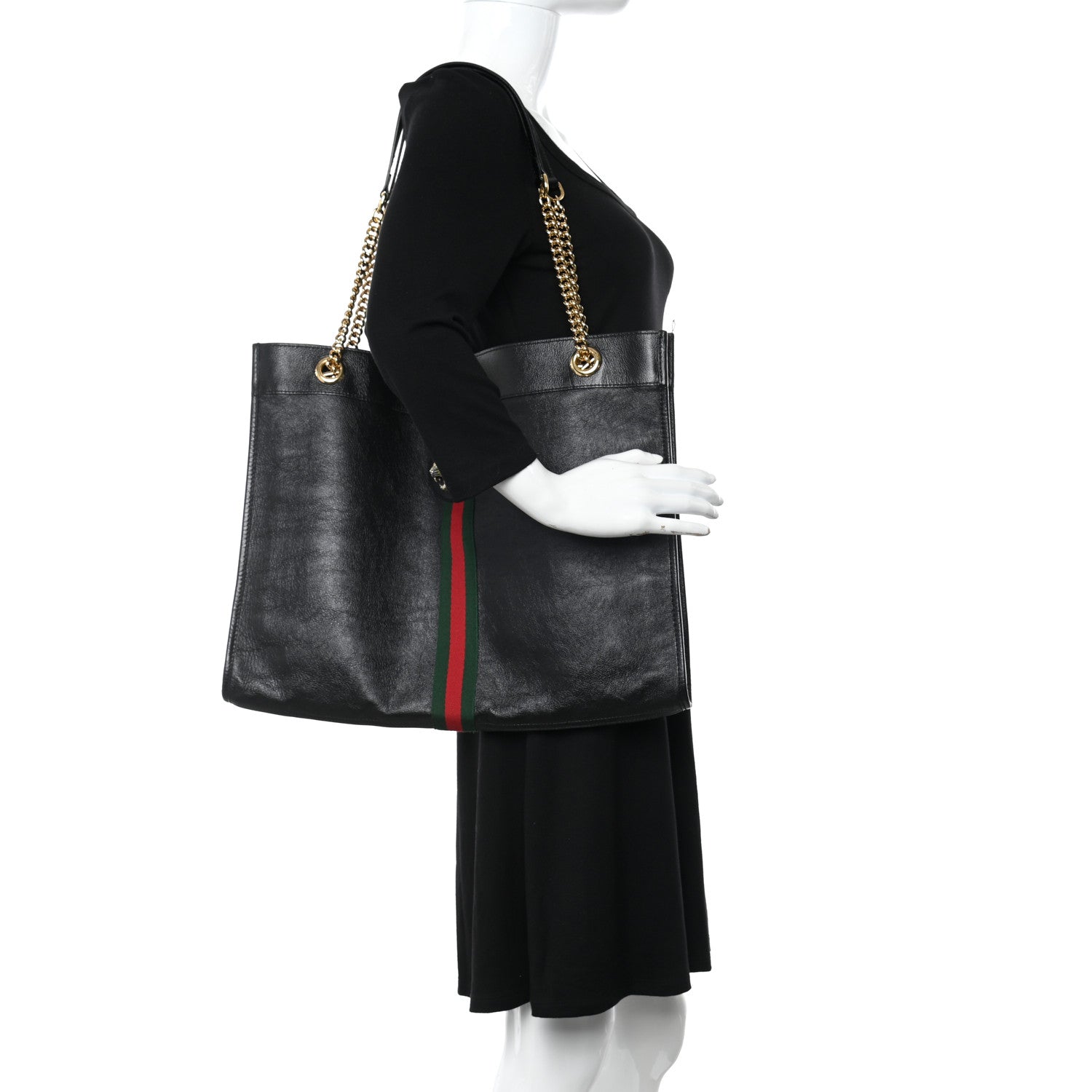 Gucci Calfskin Large Rajah Chain Tote Black 2 of 13